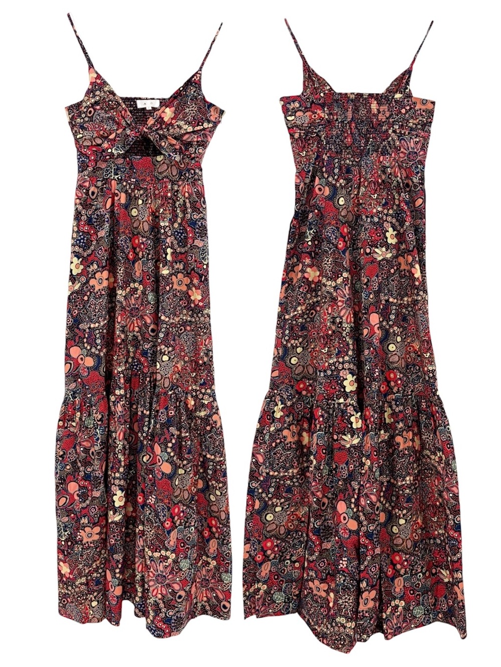 A.L.C. Laura Cotton Floral Maxi Dress Sangria Multi 6 - Picture 7 of 15